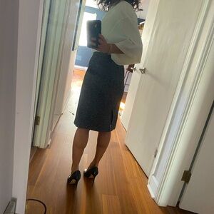 Flattering pencil grey wool skirt